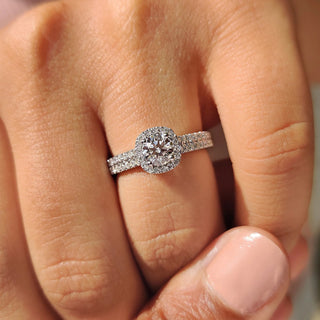 1.0 - 2.0 CT Round Cut Moissanite Pave Engagement Ring