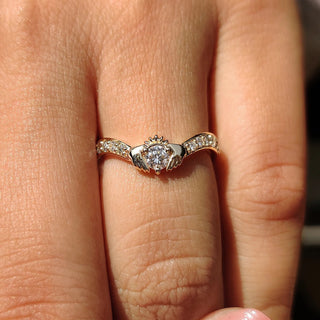 0.50 - 1.50 CT Round Cut Moissanite Pave Engagement Ring