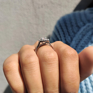 1.0 - 2.0 CT Round Cut Moissanite Halo Engagement Ring