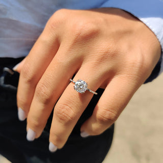 1.0 - 2.0 CT Round Cut Moissanite Pave Engagement Ring