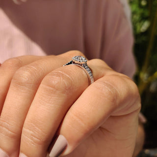 1.0 - 2.0 CT Round Cut Moissanite Pave Engagement Ring