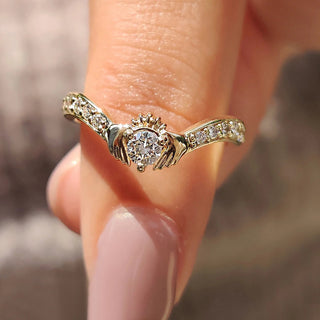 0.50 - 1.50 CT Round Cut Moissanite Pave Engagement Ring