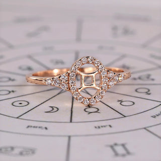 0.45 TCW Round Side Gemini zodiac Ring