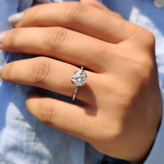 1.0 - 2.0 CT Round Cut Moissanite Pave Engagement Ring
