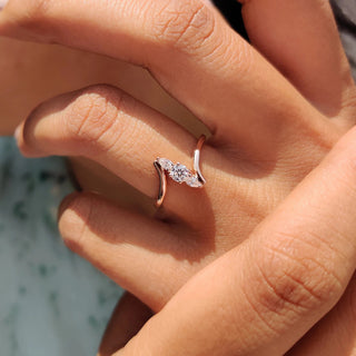 1 TWC Round & Pear Cut Moissanite Engagement Ring