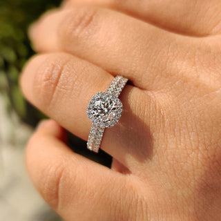 1.0 - 2.0 CT Round Cut Moissanite Pave Engagement Ring
