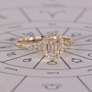 0.40 TCW Round Side Stone Virgo zodiac Ring