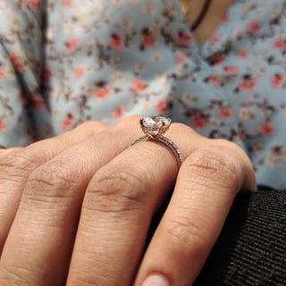 1.0 - 2.0 CT Round Cut Moissanite Hidden Halo Engagement Ring