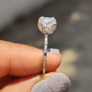 1.0 - 2.0 CT Round Cut Moissanite Pave Engagement Ring