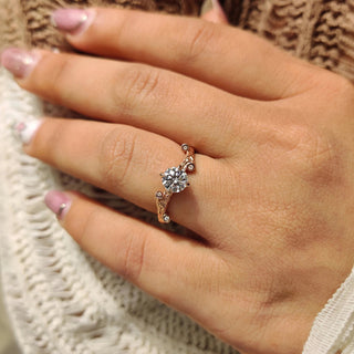 0.5 - 1.0 CT Round Cut Moissanite Nature Inspired Engagement Ring