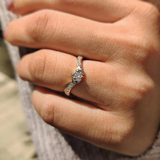 0.50 - 1.50 CT Round Cut Moissanite Pave Engagement Ring