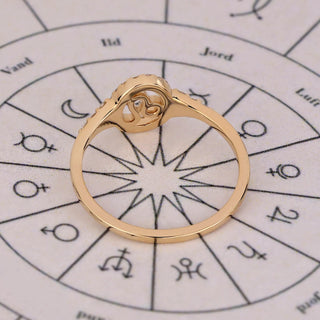 0.45 TCW Round Side Leo zodiac Ring