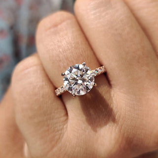 1.0 - 2.0 CT Round Cut Moissanite Hidden Halo Engagement Ring