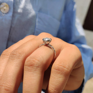 1.0 - 2.0 CT Round Cut Moissanite Pave Engagement Ring