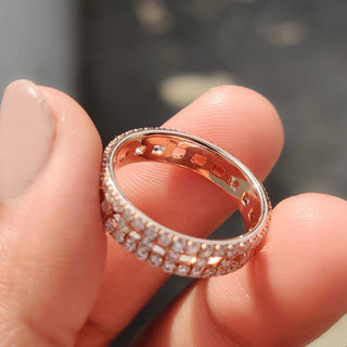 1.0 TCW Round Moissnaite Full Eternity Wedding Band