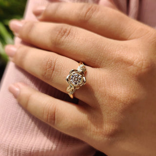1.0 - 2.0 CT Round Cut Moissanite Nature Inspired Engagement Ring