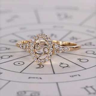 0.45 TCW Round Side Cancer zodiac Ring