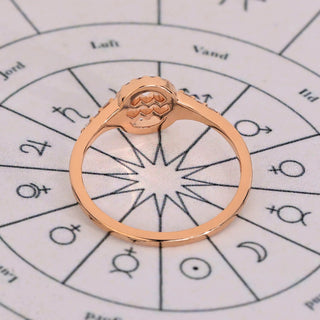 0.45 TCW Round Side Aquarius zodiac Ring