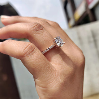 1.0 - 2.0 CT Round Cut Moissanite Hidden Halo Engagement Ring