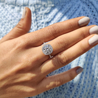 1.0 - 2.0 CT Round Cut Moissanite Halo Engagement Ring