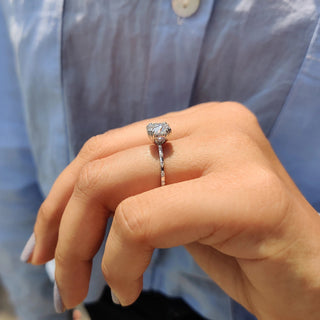 1.0 - 2.0 CT Round Cut Moissanite Pave Engagement Ring