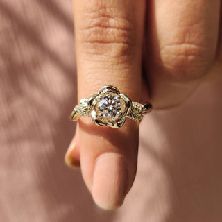 1.0 - 2.0 CT Round Cut Moissanite Nature Inspired Engagement Ring