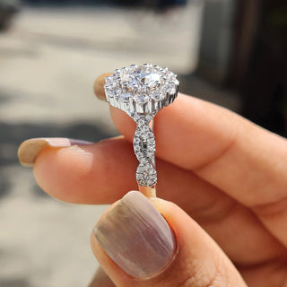 1.0 - 2.0 CT Round Cut Moissanite Engagement Ring