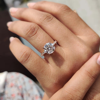 1.0 - 2.0 CT Round Cut Moissanite Hidden Halo Engagement Ring