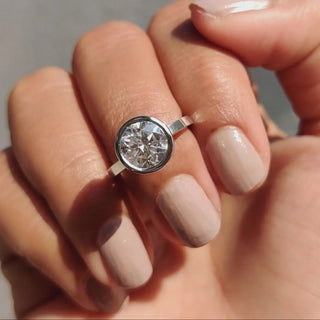 1.0 - 2.0 CT Round Cut Moissanite Bezel Engagement Ring