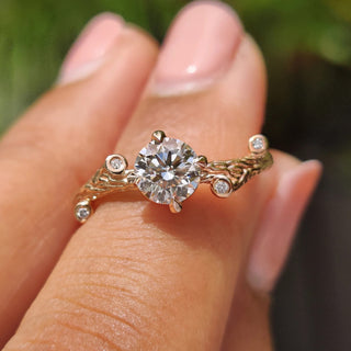 0.5 - 1.0 CT Round Cut Moissanite Nature Inspired Engagement Ring