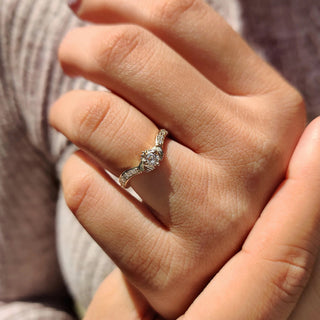 0.50 - 1.50 CT Round Cut Moissanite Pave Engagement Ring