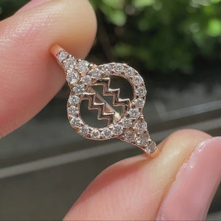 0.45 TCW Round Side Aquarius zodiac Ring