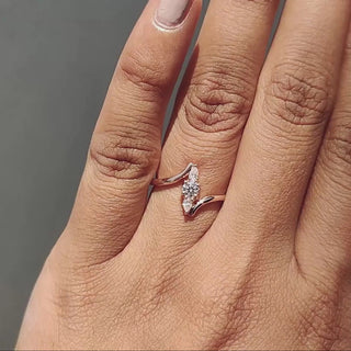 1 TWC Round & Pear Cut Moissanite Engagement Ring