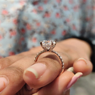 1.0 - 2.0 CT Round Cut Moissanite Hidden Halo Engagement Ring