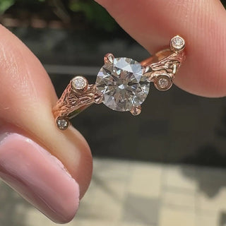 0.5 - 1.0 CT Round Cut Moissanite Nature Inspired Engagement Ring