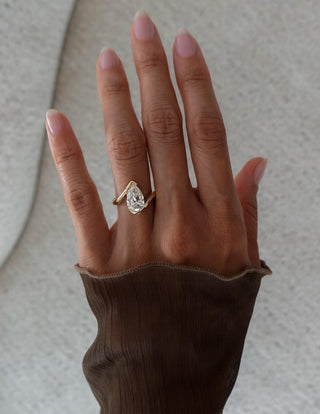 1.0 - 2.5 CT Pear Shaped Lab Grown Diamond Bypass Style Engagement Ring