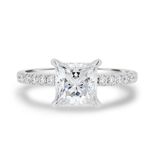 1.75ct Princess Moissanite Hidden Halo Pave Setting Engagement Ring