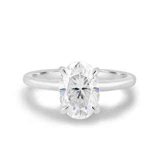 2.05CT Oval Cut Moissanite Hidden Halo Engagement Ring