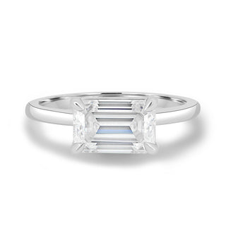 1.60CT East West Emerald Cut Moissanite Engagement Ring