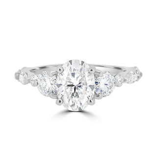 1.33CT Oval Cut Pave Setting Moissanite Engagement Ring