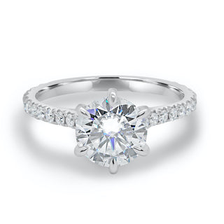 1.35CT Round Cut 6 Prong Solitaire Moissanite Engagement Ring