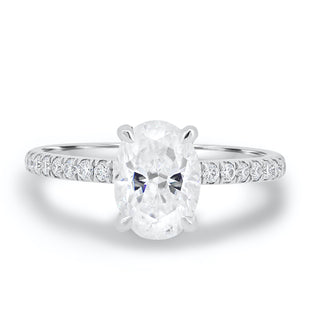 1.80CT Oval Cut Hidden Halo Moissanite Engagement Ring in 14K White Gold