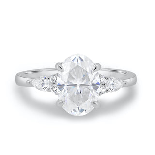 2.05CT Oval Cut Moissanite Three Stone Engagement Ring