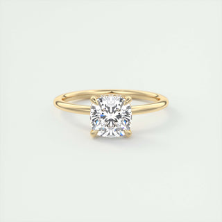 2CT Cushion Moissanite Solitaire Engagement Ring With Hidden Halo Setting