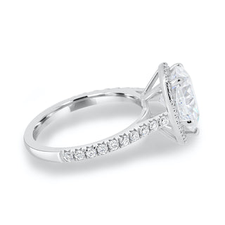 1.93CT Pear Cut Shaped Cathedral Halo Moissanite Engagement Ring