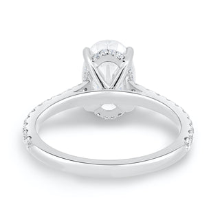 2.05CT Oval Cut Hidden Halo Moissanite Engagement Ring in 14K White Gold
