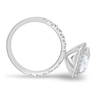 2.50CT Cushion Moissanite Halo Pave Setting Engagement Ring