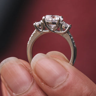 1.60CT Round Cut Three Stone Moissanite Engagement Ring
