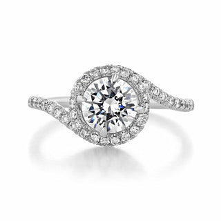 1.0CT Round Cut Bypass Style Moissanite Engagement Ring