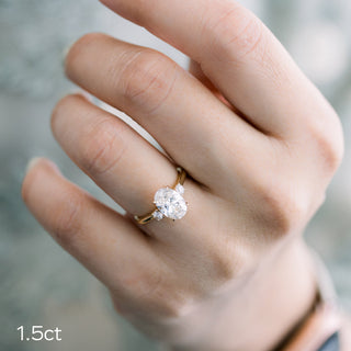 1.50CT Oval Cut Moissanite Three Stone Engagement Ring